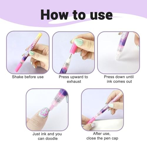 12pcs Nail Art Pens Set 0.5mm Fine Tip Quick-Drying Waterproof Colors