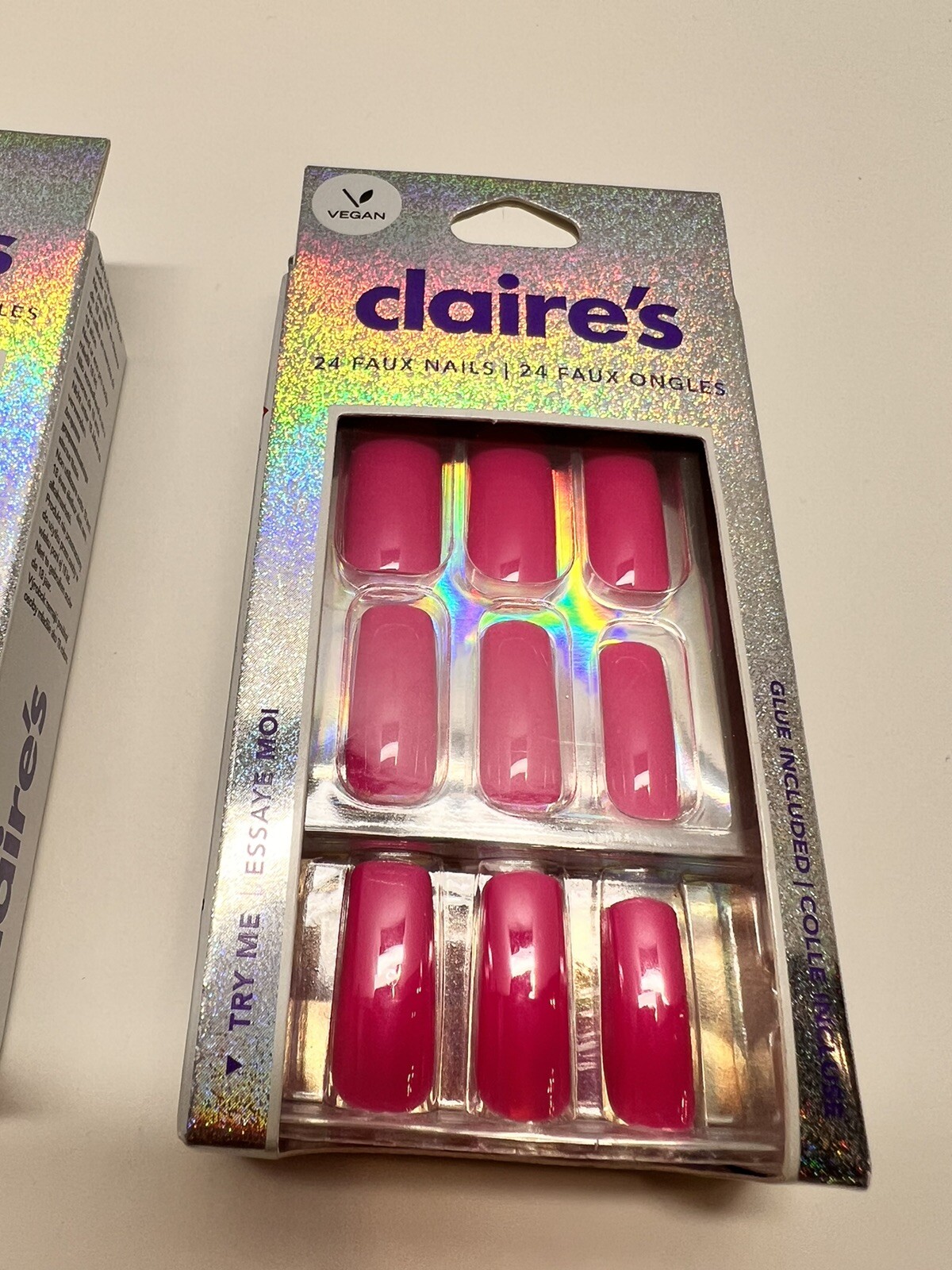4 Claire’s 24 Faux Nails False w/Glue Vegan 4 sets