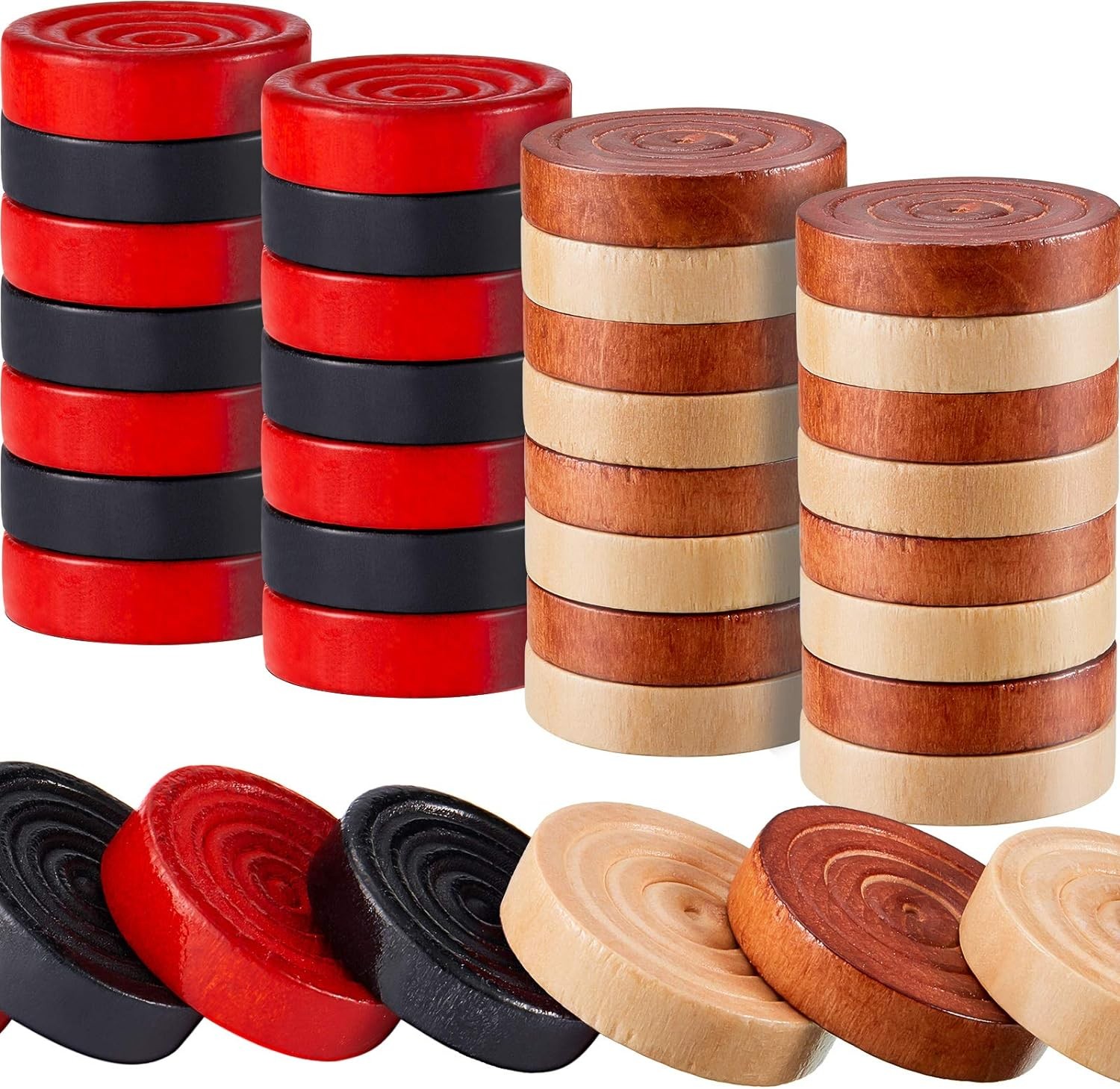 48 Pieces Wooden Checkers 1.06 Inch with Stackable…