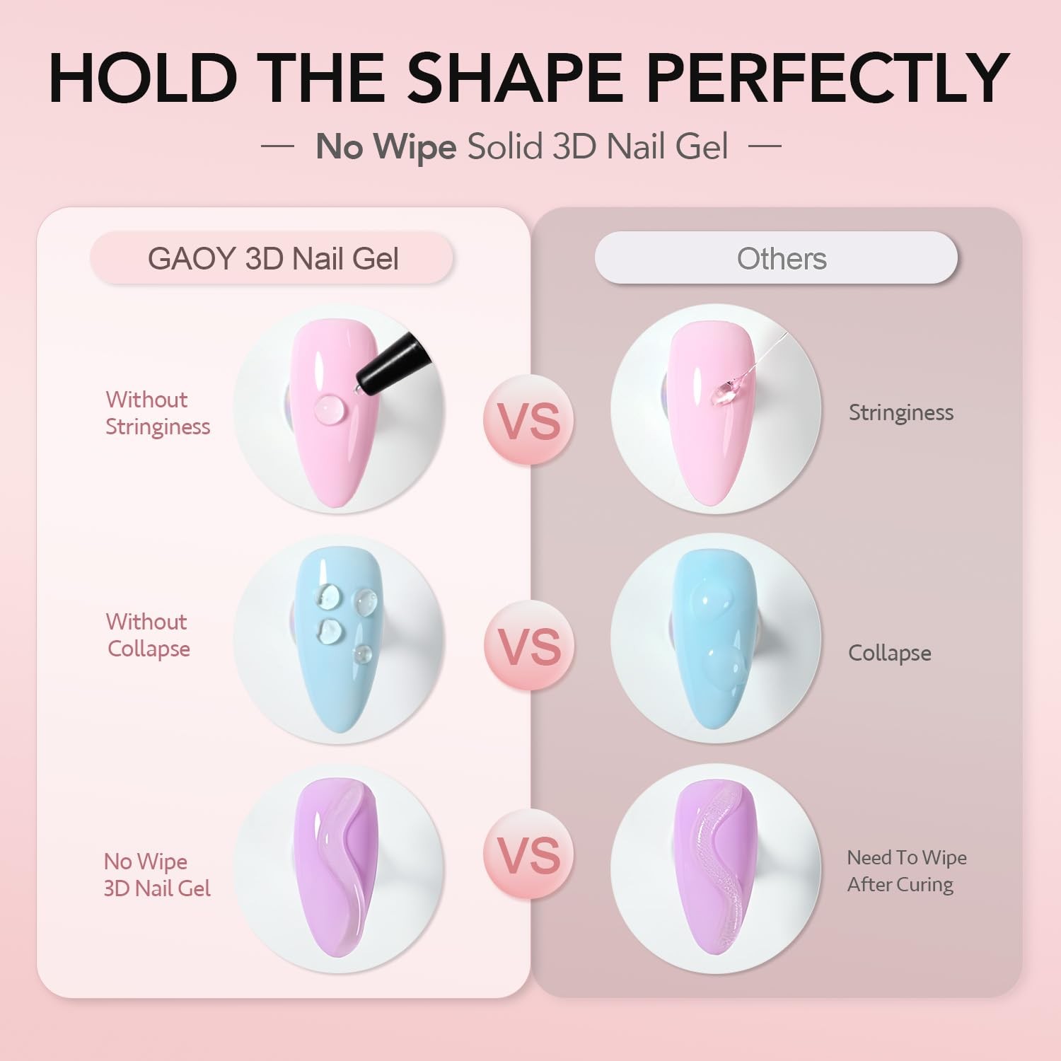 GAOY 3D Nail Gel, 15g Clear 0.53 Fl Oz (Pack of 1), 1 Pcs Gel
