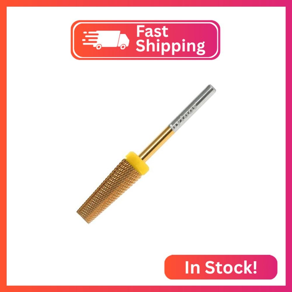 HYTOOS Titanium 5 in 1 Nail Drill Bit, 6 * 16mm Flat Top Tapered Professional Tu
