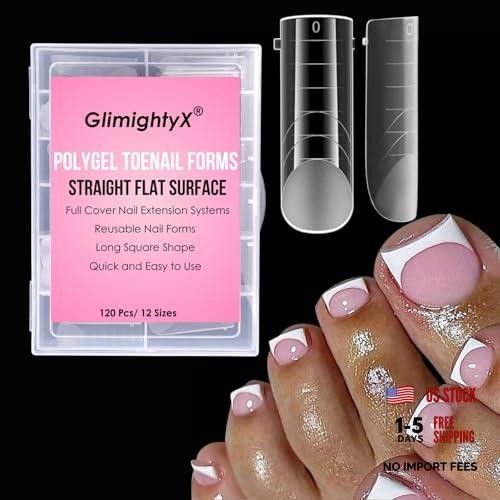 Straight Flat Toe Dual Forms for Polygel – Square B – Polygel Toenail Forms