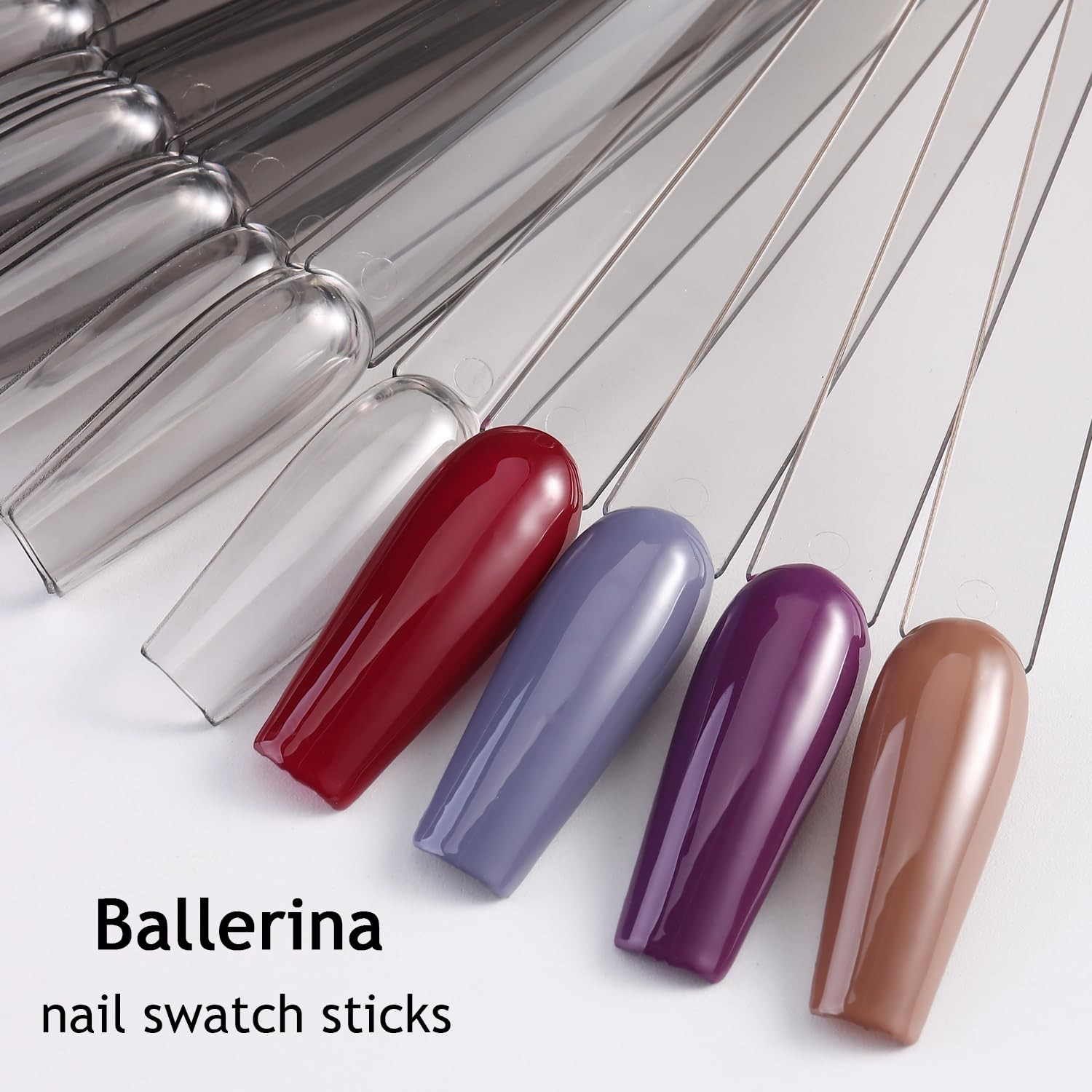 150pcs Nail Swatch Sticks With Ring, Ballerina Square Oval Nail Color Swatche…