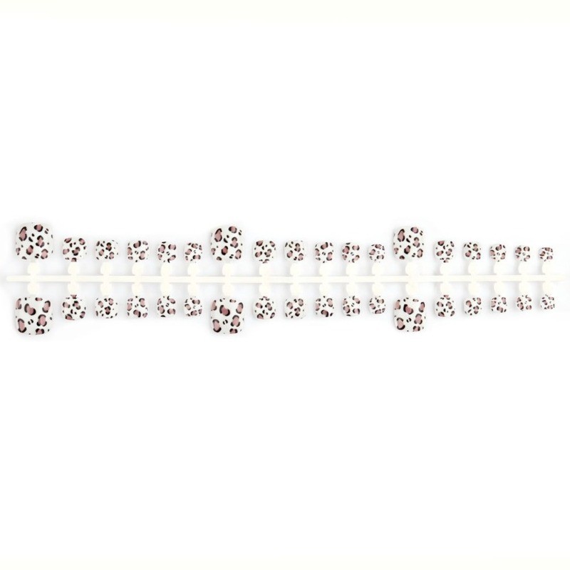 72pcs-Trendy Neutral Leopard Toe Press on Nails, Short Square Acrylic Nails