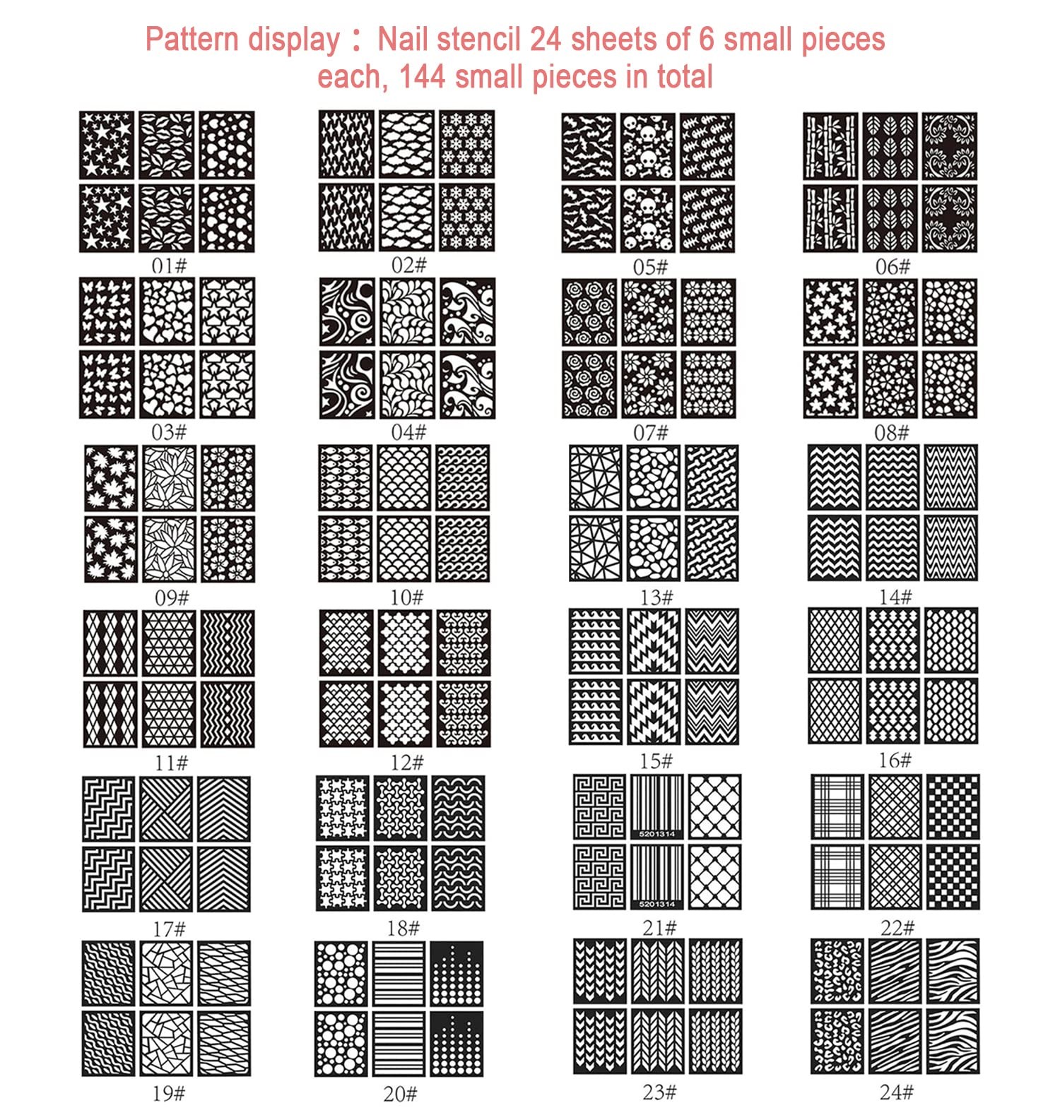 144Pcs Nail Vinyls Nail Art Stencil Sticker Set, 72 Designs of French Nail Ai…