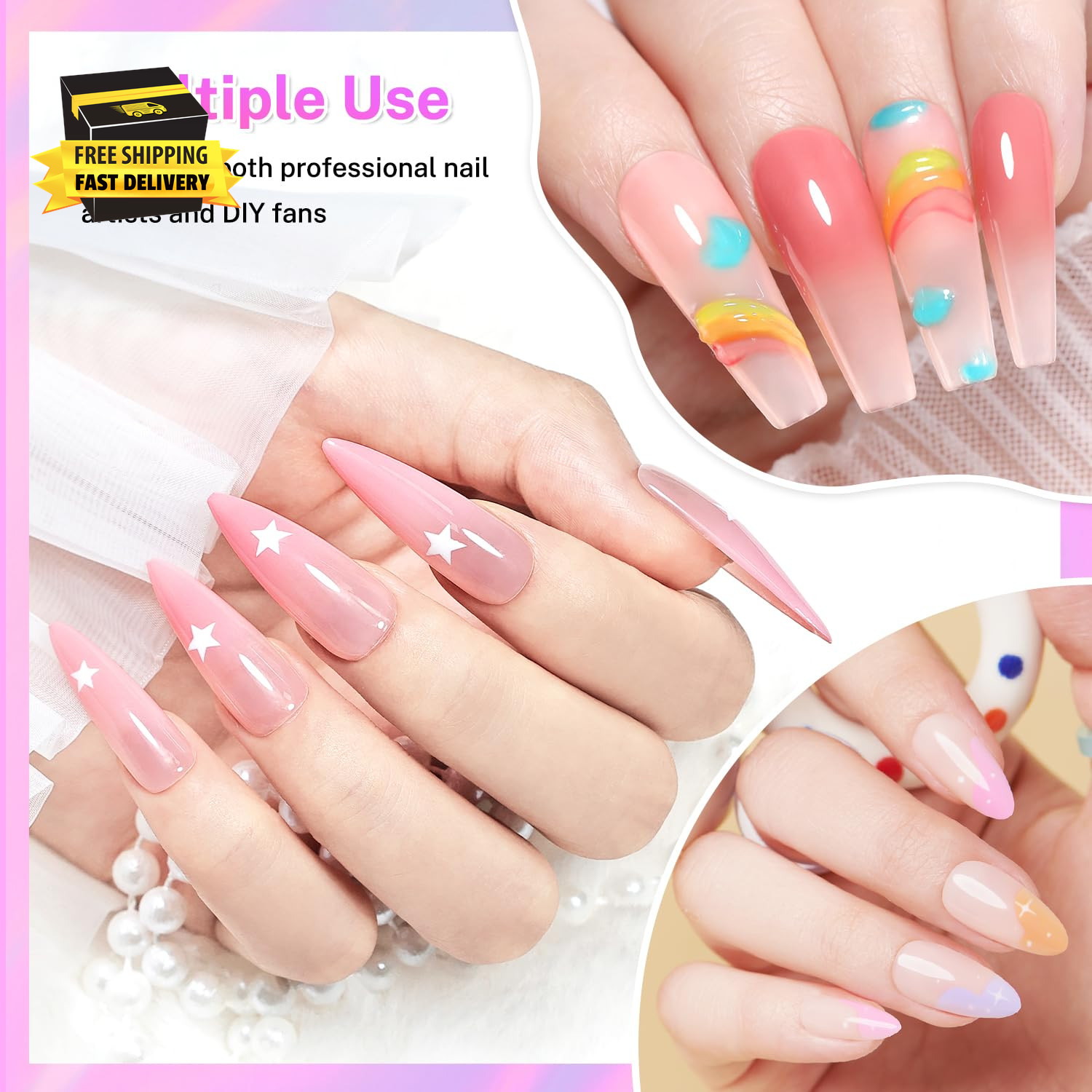 100PCS Soft Nail Sponges Tool with 1PCS Grabbing Pen Professional Accessories Ma
