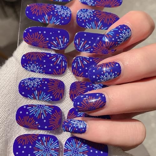 8 Sheets 4th of July Nail Wraps Stickers, Independence Day Full Nail Polish