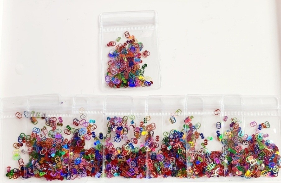 NWT NAIL ART DESIGN MULTICOLORED MIXTURE FLAT METALLIC FOIL LUXURY LOGO SEQUINS