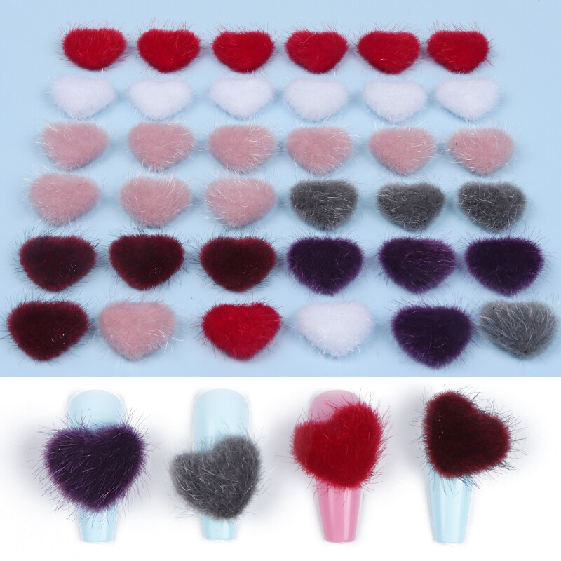 HunCo Nail Magnetic Pompon 6pcs Fluffy Balls Hearts Fur 2025 Winter Accessories