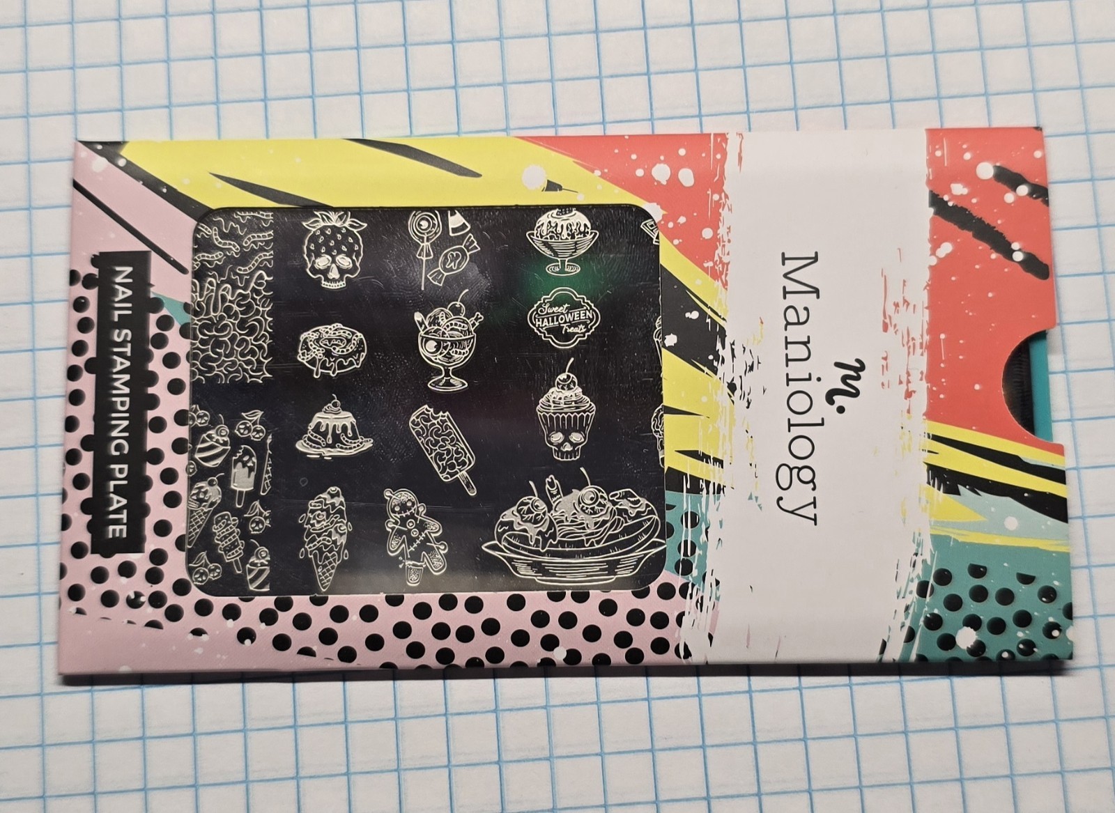 M248 Maniology Nail Stamping Plate Haunted Halloween Treats Food Gothic HTF