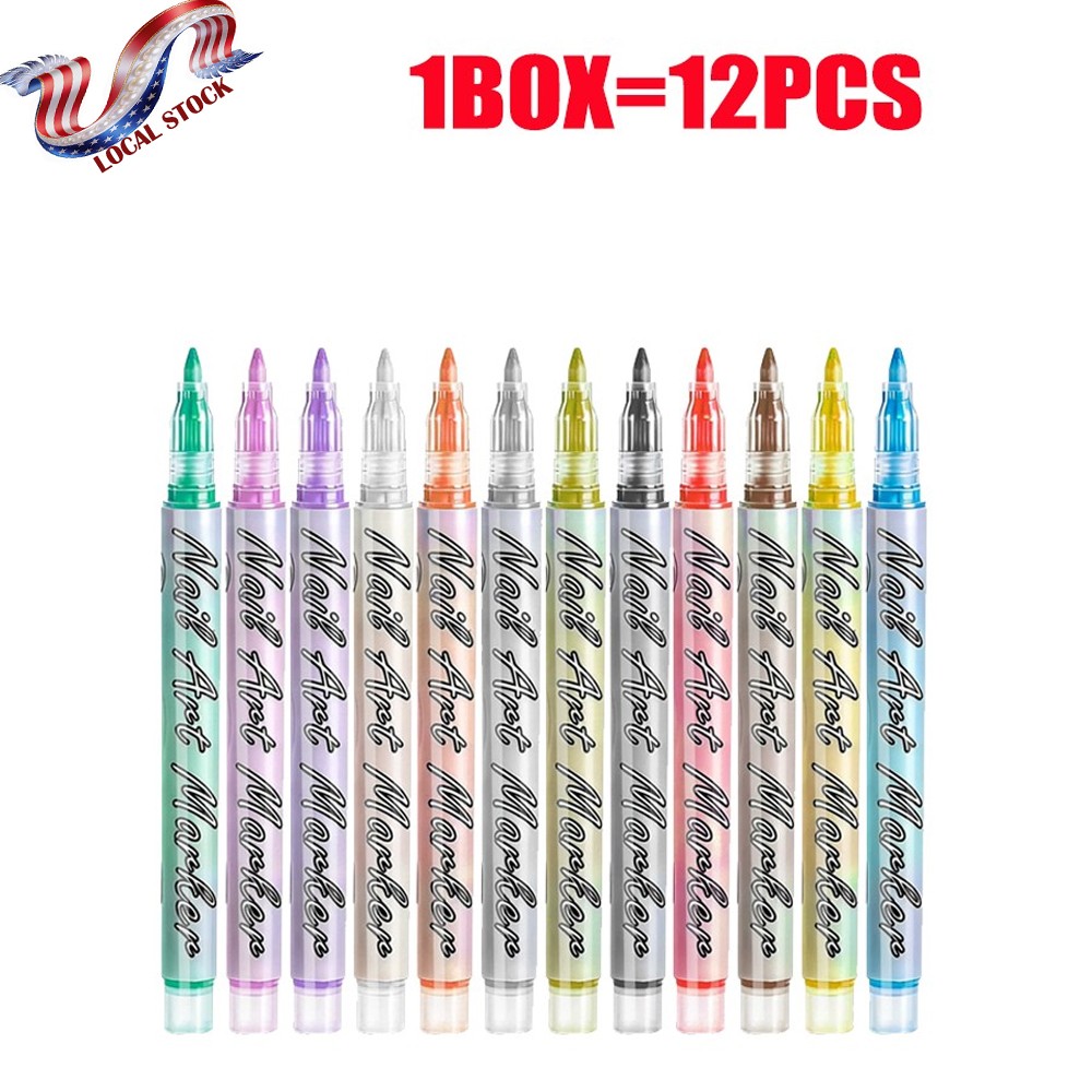 12-Color Nail Art Pens Set,Latest New DIY Nail Art Markers Drawing Painting Line