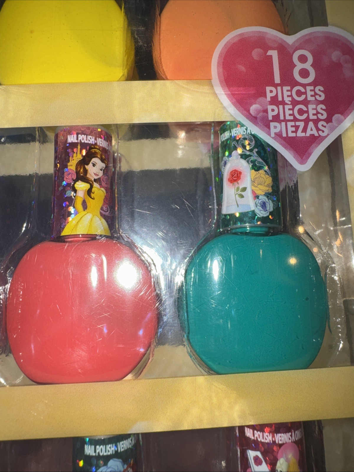 Townley Girl Disney Princess Belle 18 Piece Water-Based Nail Polish Set, Quic…