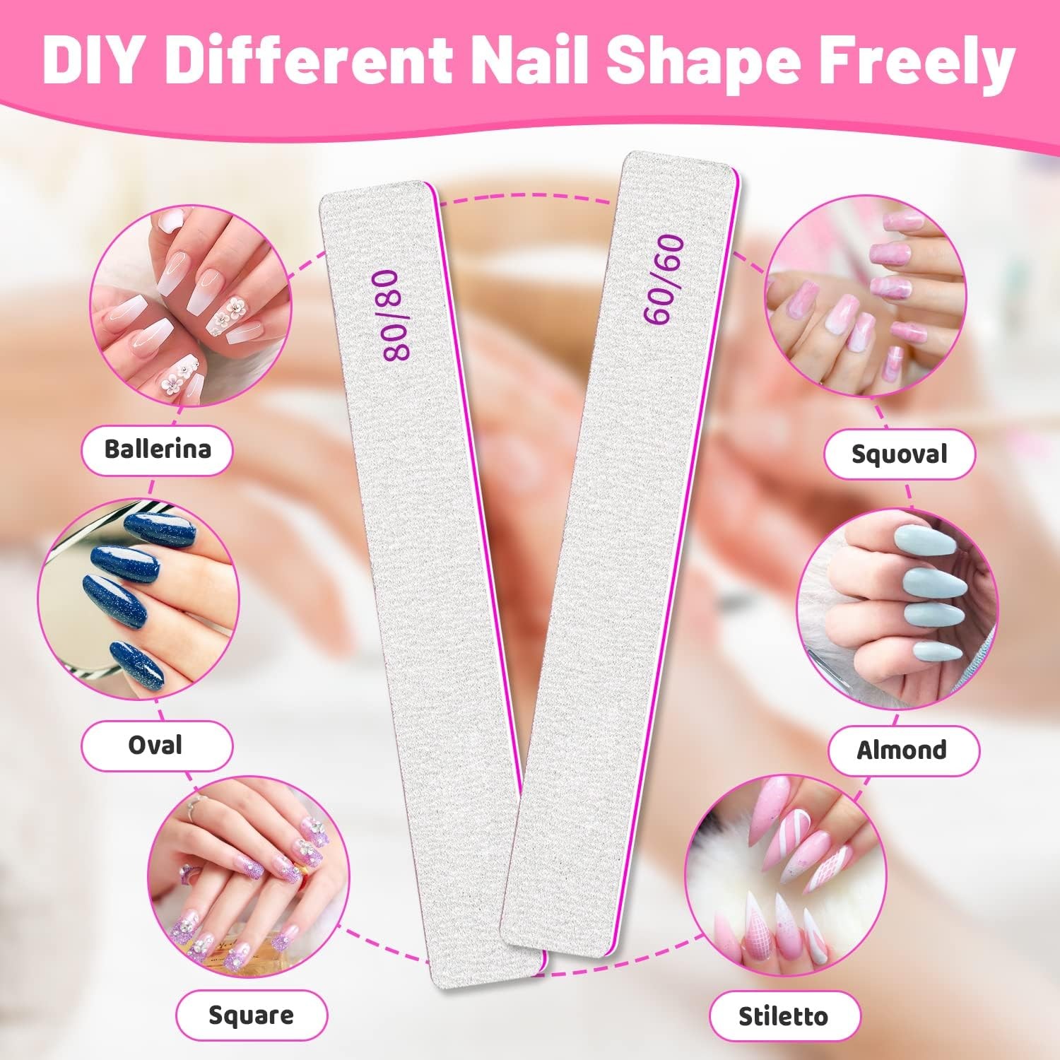 Nail Files 80 Grit, 80/80 Grit Nail Files, Jumbo Nail Files for