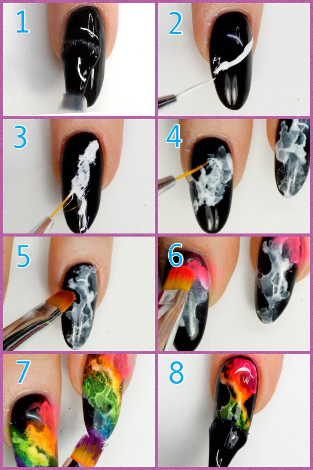 SMOKE POWDER Smoky Effect Nail Powder 15 Colours Neon RAINBOW Dust Manicure