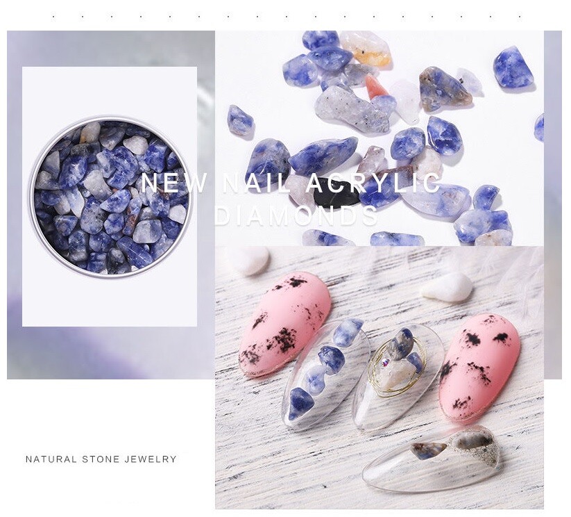 4g 1-7mm New 3D Nail Art Natural Cystal Rock Quartz Jade Gem Stone DIY Decor