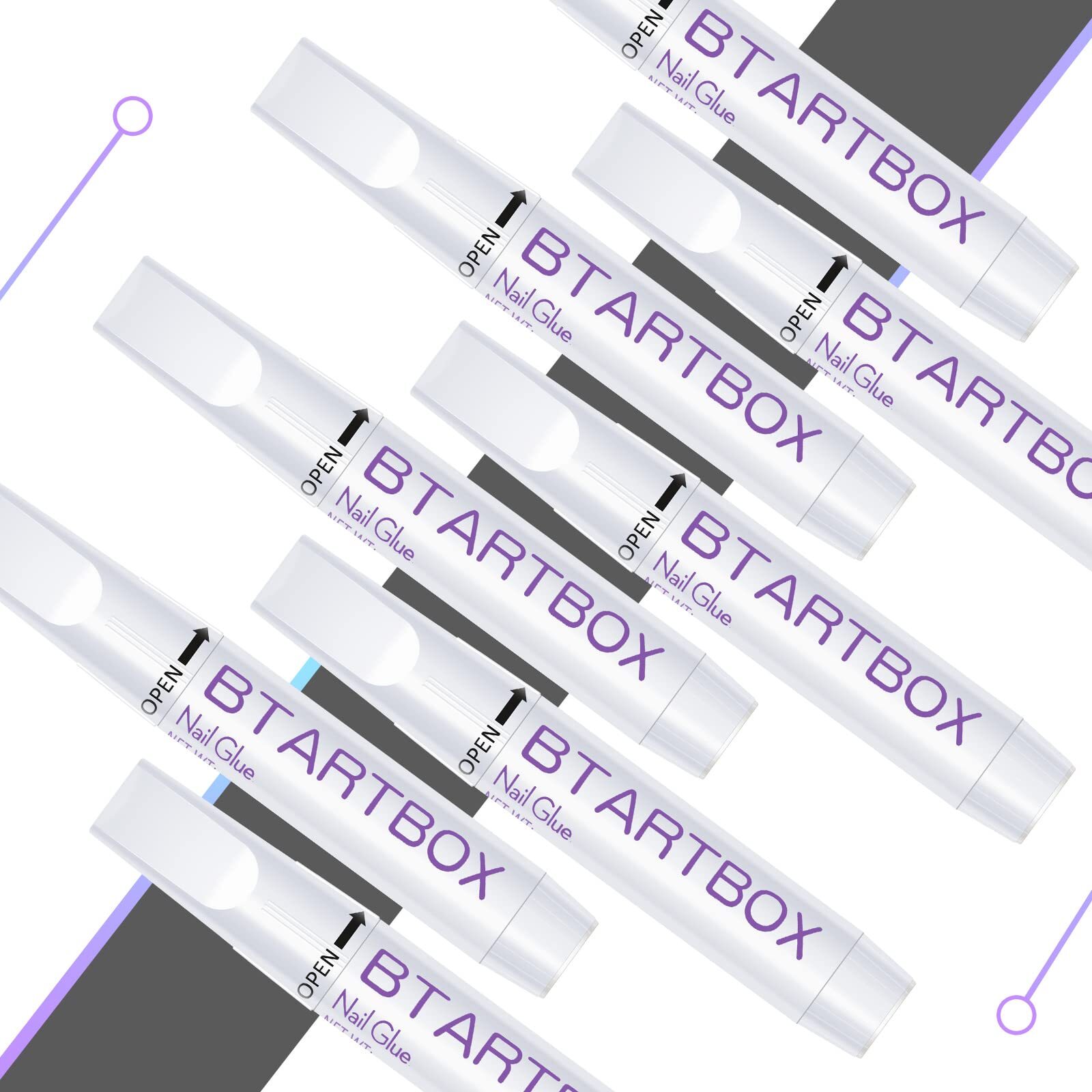Nail Glue for Acrylic Nails – Nail Glue for Press On Nails 8 Pcs BTArtbox Adh…