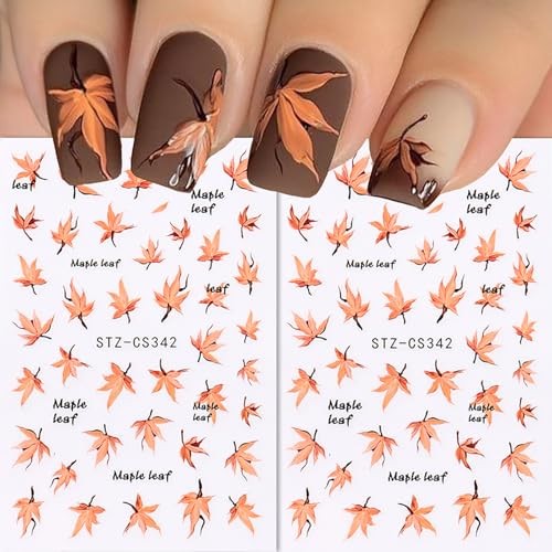 6 Sheets Fall Nail Art Stickers Decals, Thanksgiving Nail Art Style 6