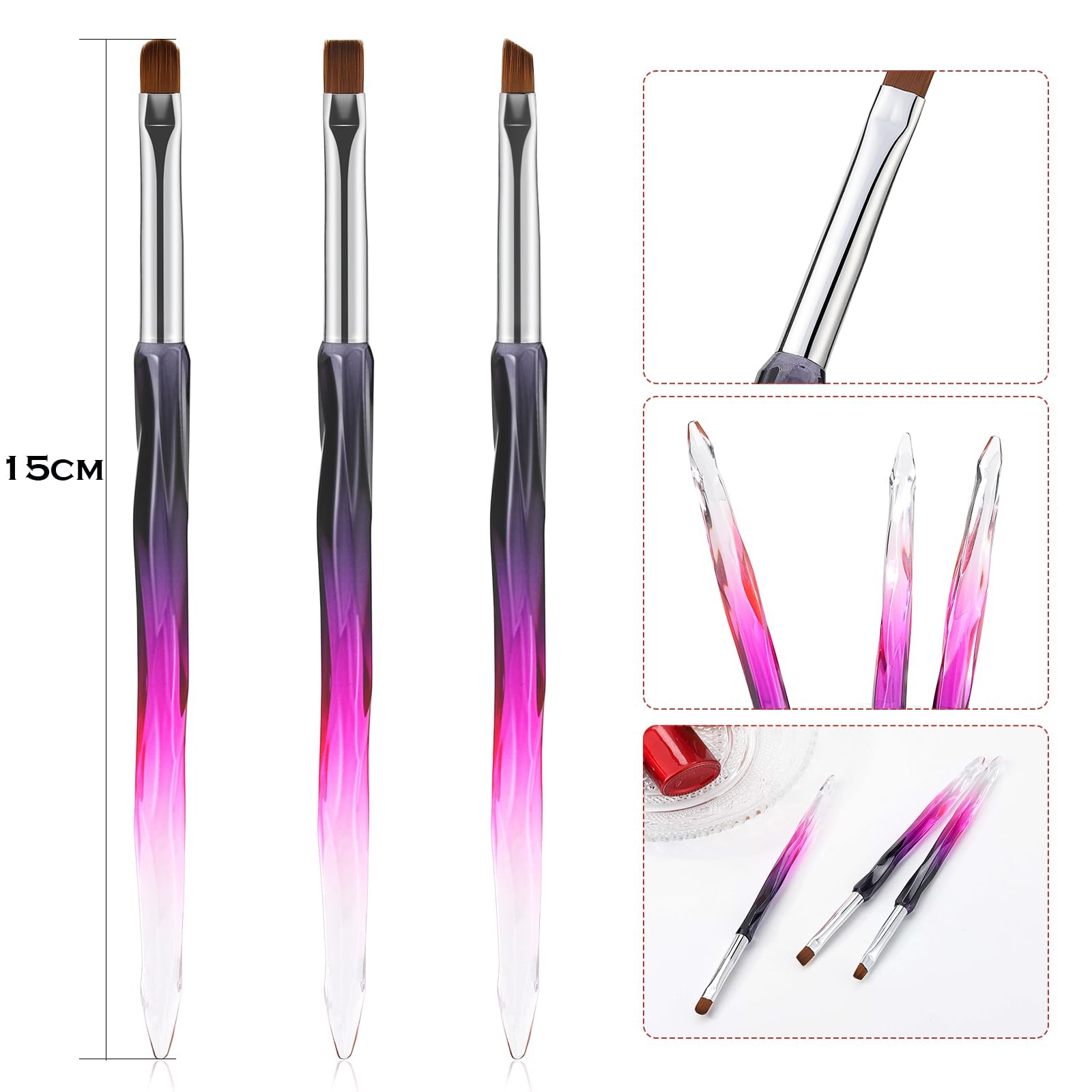 Nail Art Clean Up Brushes,3PCS Nail Brush For Cleaning Polish Mistakes on the…