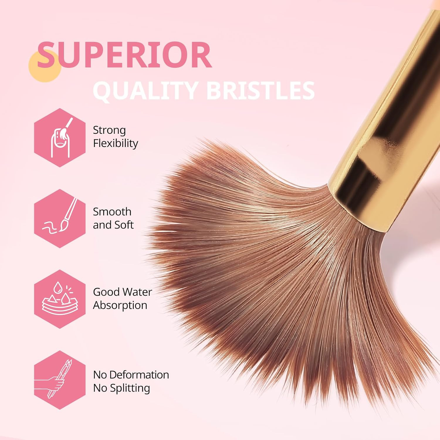 3PCS Acrylic Nail Brush Set, Size 8/10/14 for Beginner & Professional Use for Ac
