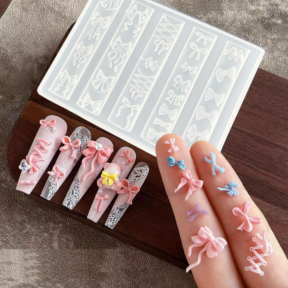 2 PCS Bow Silicone Nail Art Molds 3D Bow Silicone Nail Molds Carving Template St