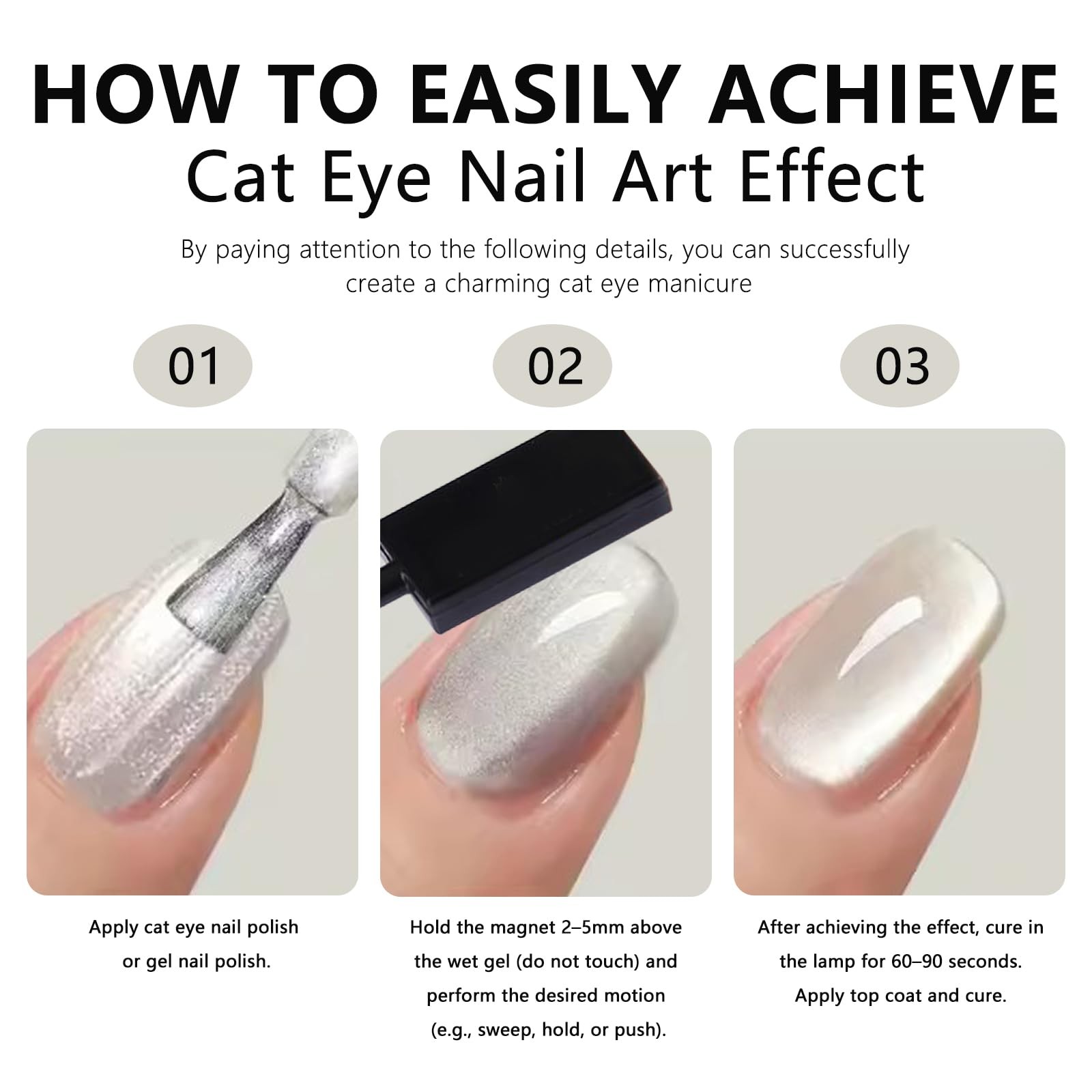 61Pcs Cat Eye Nail Magnet Tool Set, Cat Eye Heart Magnet for Nails, Cat Eye G…