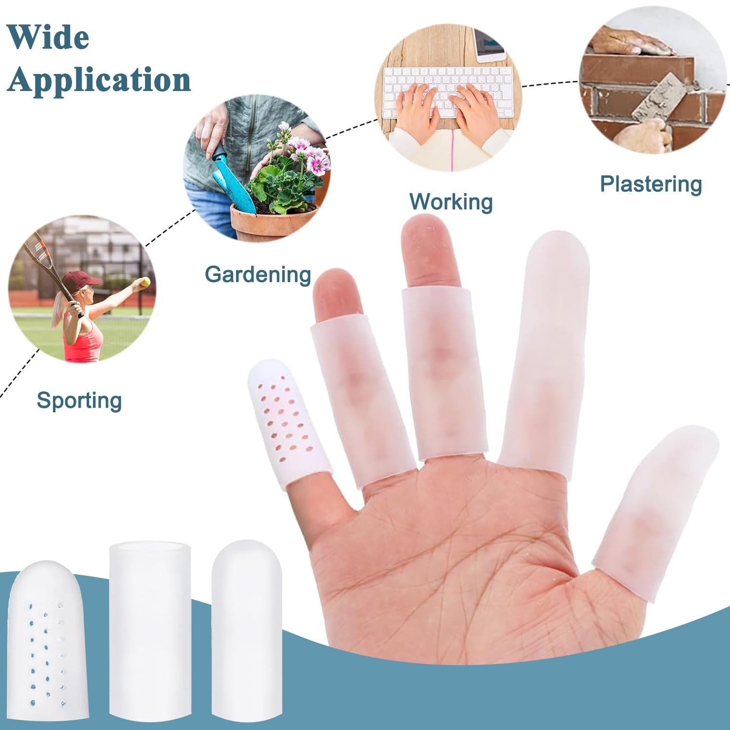 30Pcs Gel Finger Cots Silicone Finger Protectors Fingertip Bandages for Dry Skin