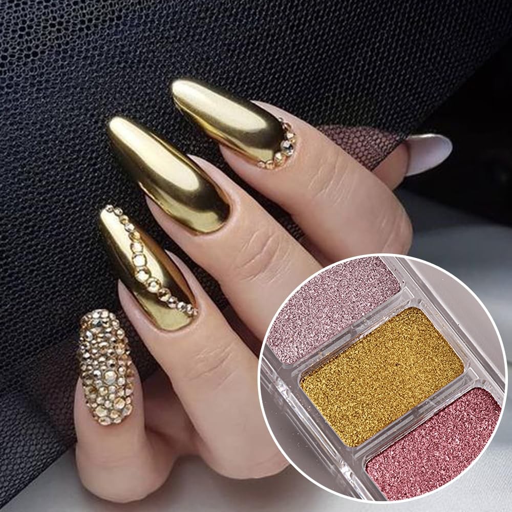 6 Colors Solid Chrome Nail Glitter Powder Set Metallic Mirror AGT-01