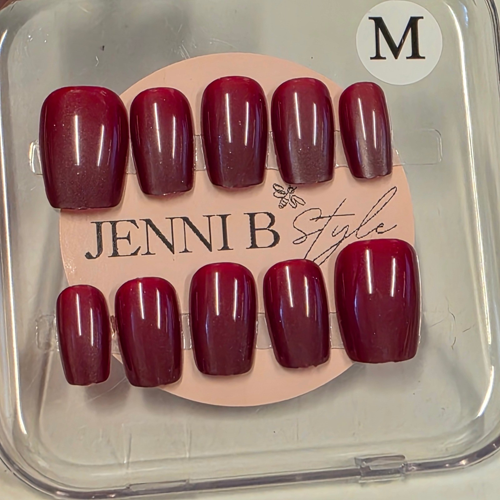 Jenni B Style Press On Nails Bundle Burgundy Iridescent Mauve Kiss Nail Glue M