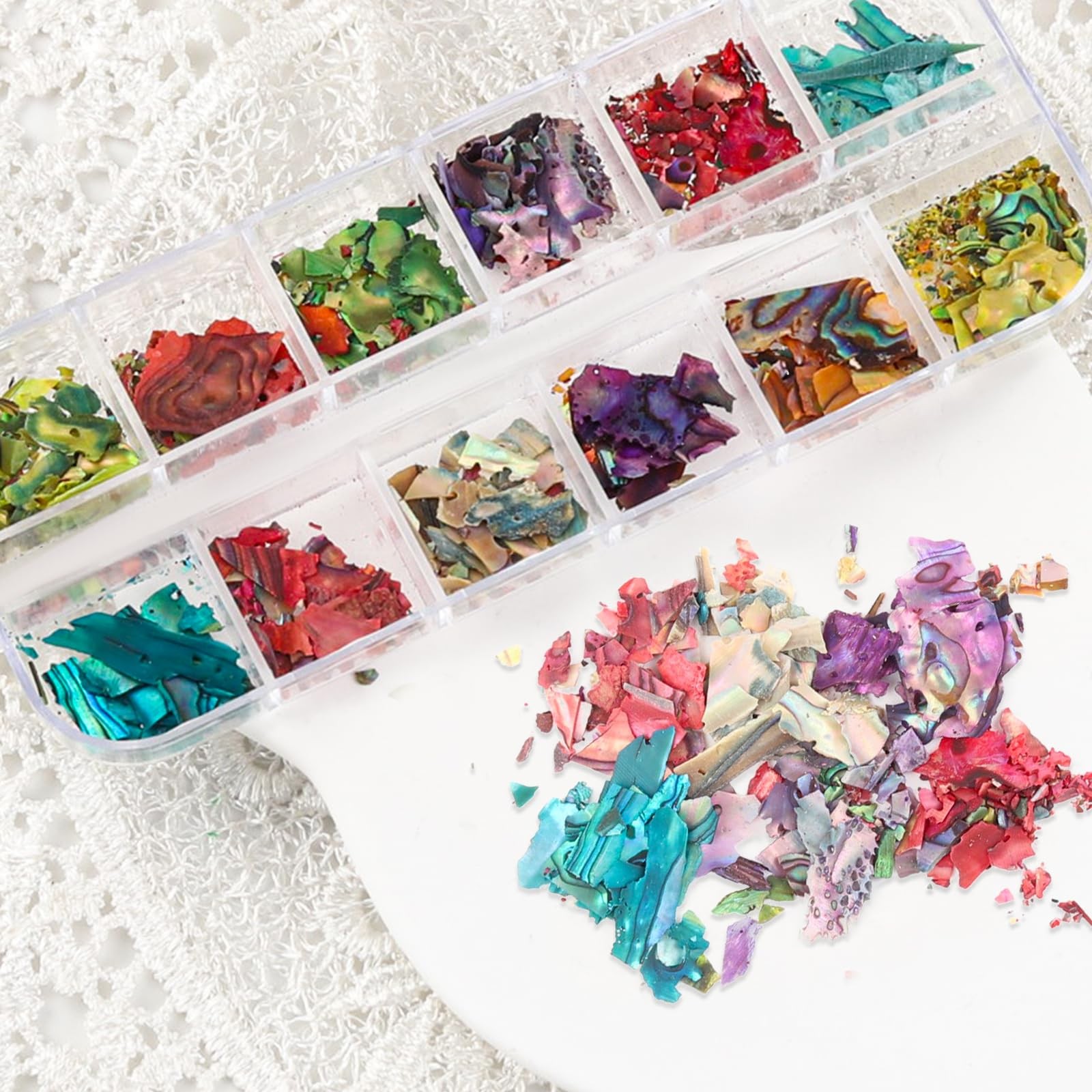12 Colors 3D Irregular Nail Art Abalone Seashell Slices, Nail Art Shell Piece…