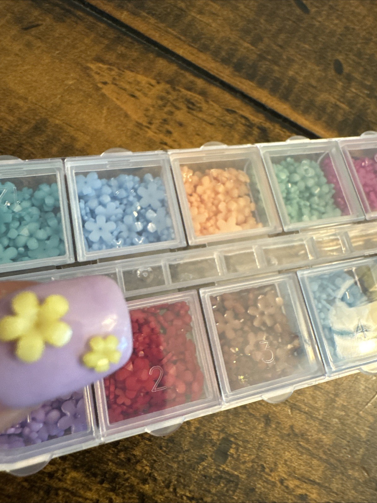 3D Mix Assorted Color Nail Charms, Acrylic Multi Blue Purple Red Pink Flower