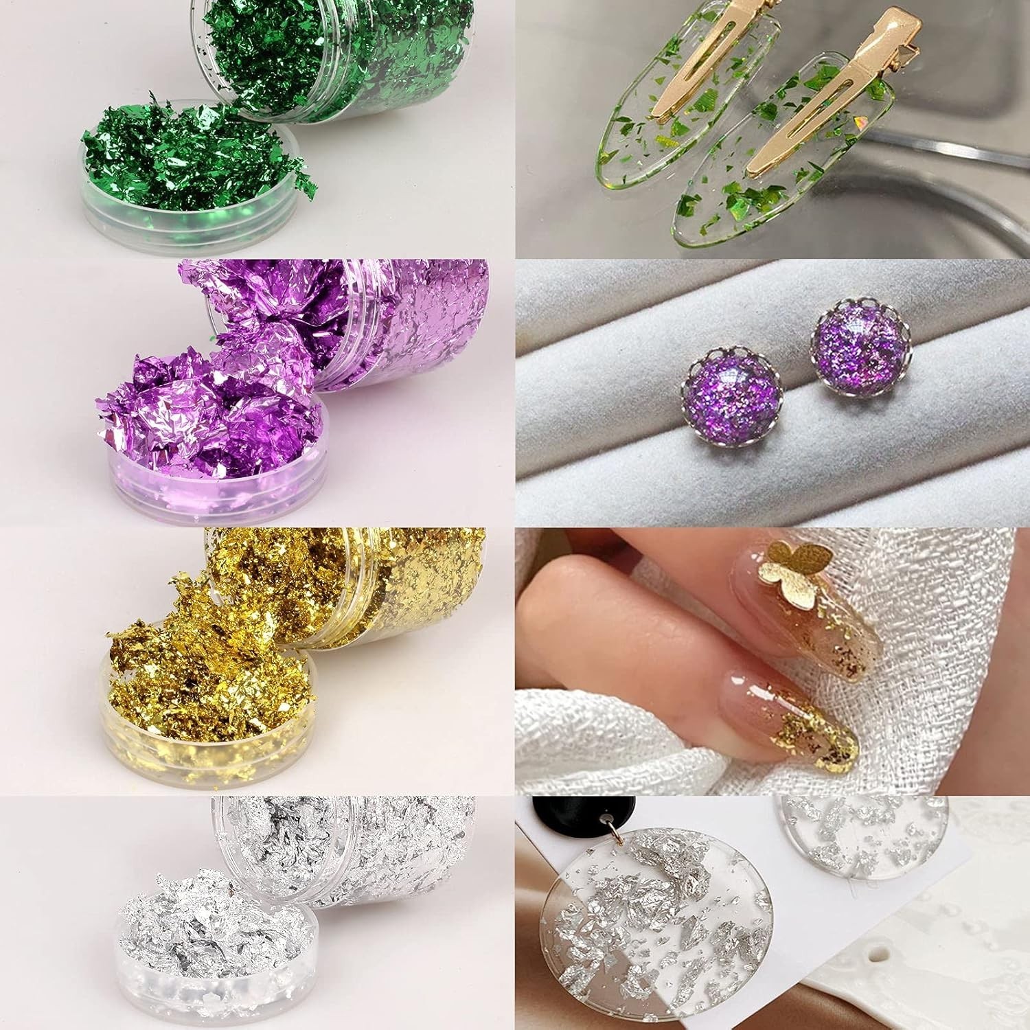 High-Quality Gold Foil Flakes – 12 Color Set for Crafts and Home Crafting