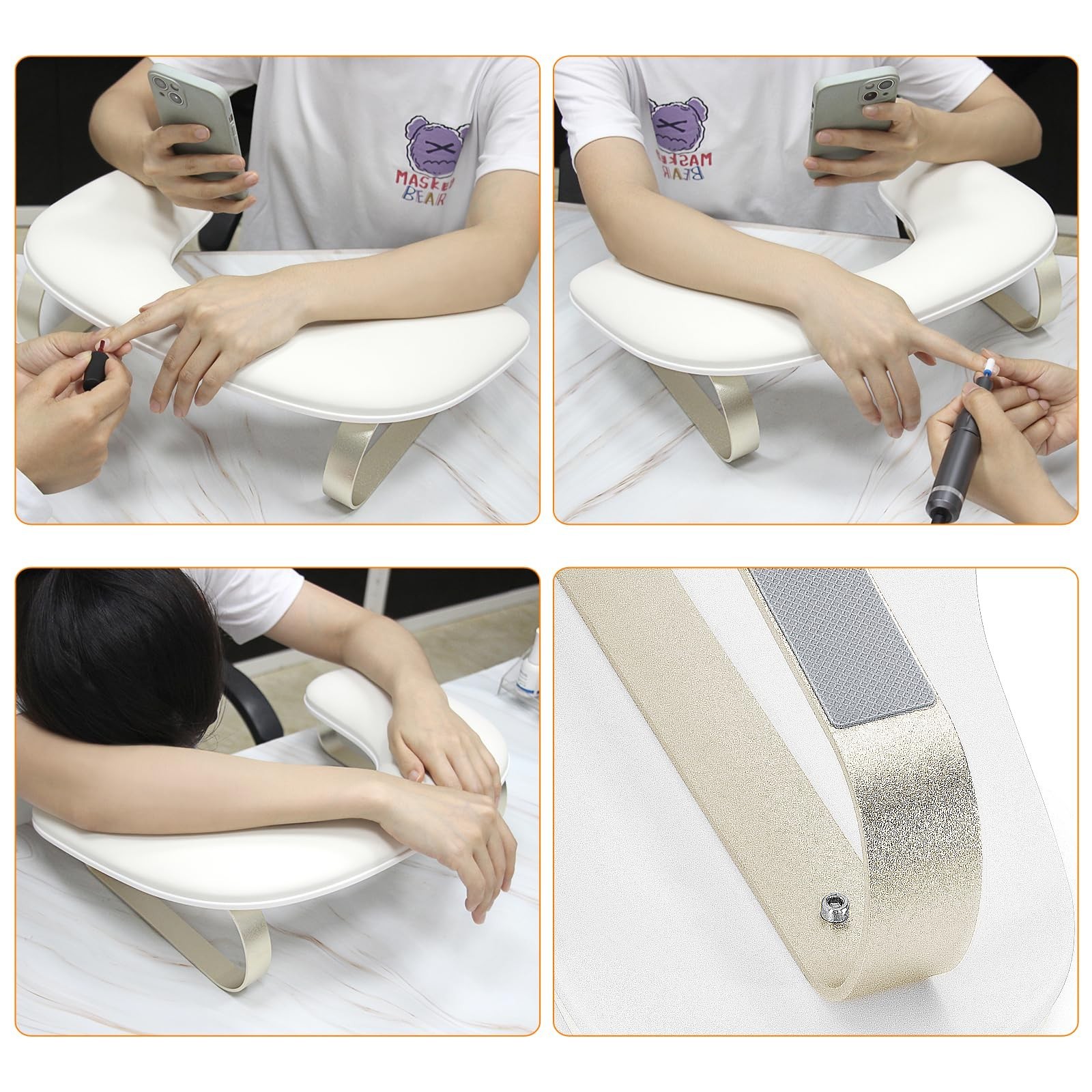 Upgraded Nail Tech Arm Rest Stand – 10° Inclined U-Shaped Manicure Holder, Non-S