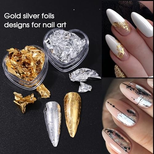 Unique Gold Flakes for Nails 12 Boxes Irregular Aluminum 12 Colors Gold Flakes