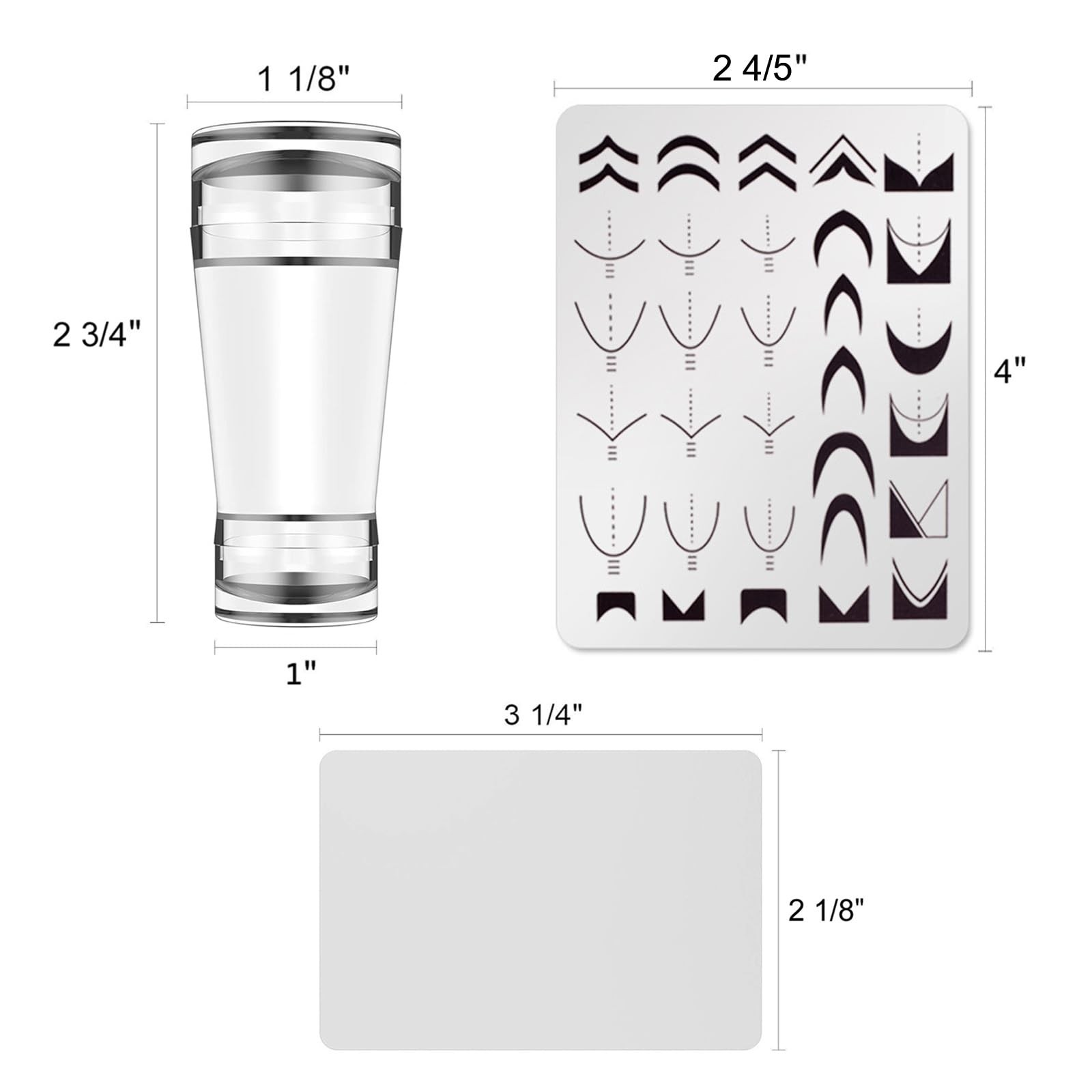 French Line Nail Stamper Plates Kit, 4Pcs Nail Stamping Plates + Dual-end Sil…