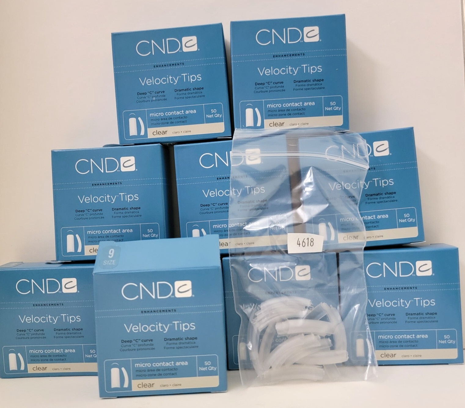 CND VELOCITY TIPS CLEAR NAILS MICRO Contact Area # 9 – 50 COUNT x 10 pk