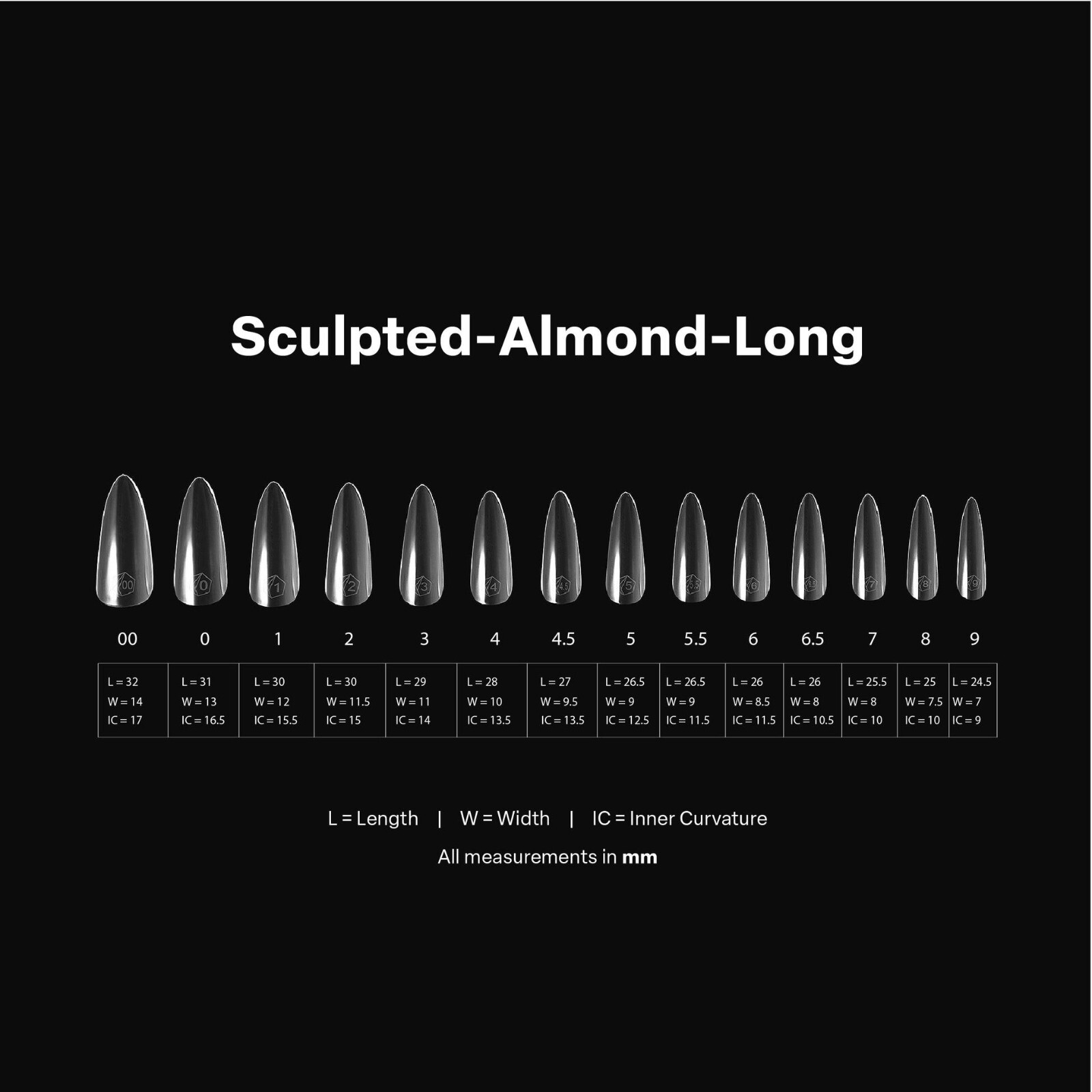 Apres Gel-X Sculpted Almond Long 600pcs 14 sizes