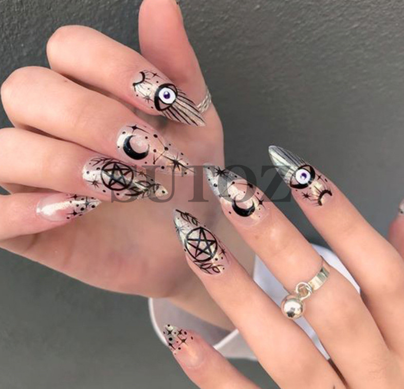 3D Evil Eye Eyeball Moon Star Snake Self-Adhesive Nail Decal Sticker NS39