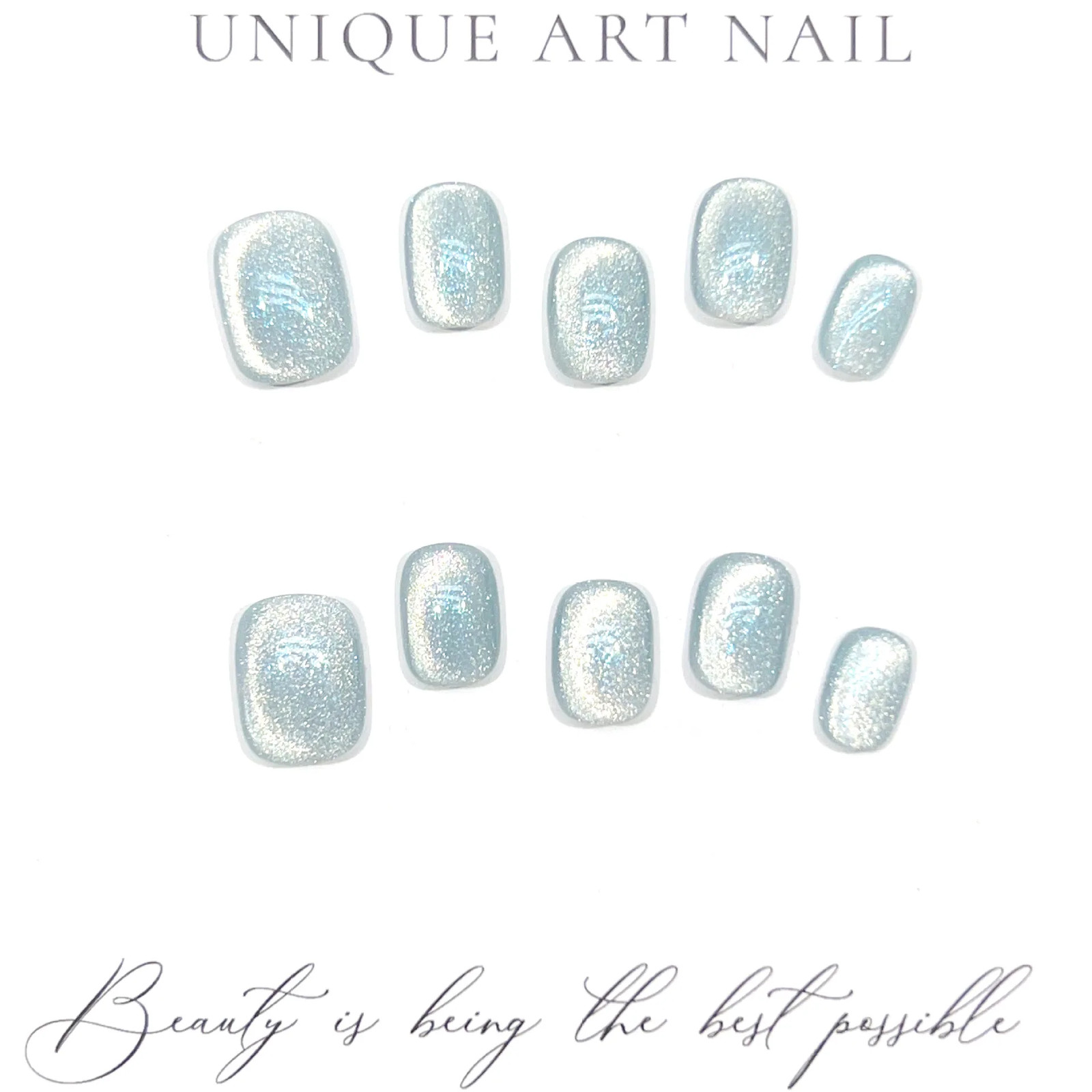 10Pcs Short Handmade Nails Cat Eyes Wearable False Nails Full Cover Nail Tips