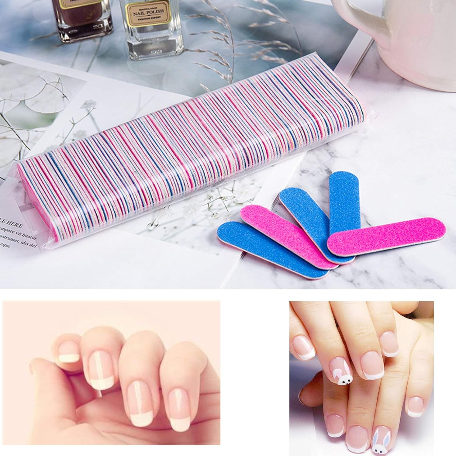 Mini Nail Files Bulk, 2 Inches Disposable Double Sided Emery Boards