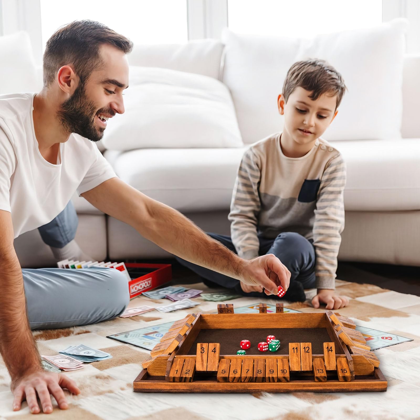 BIVOMON Upgraded 16.54’’ Shut The Box Dice 16.54 x x 1.77 inches, Brown