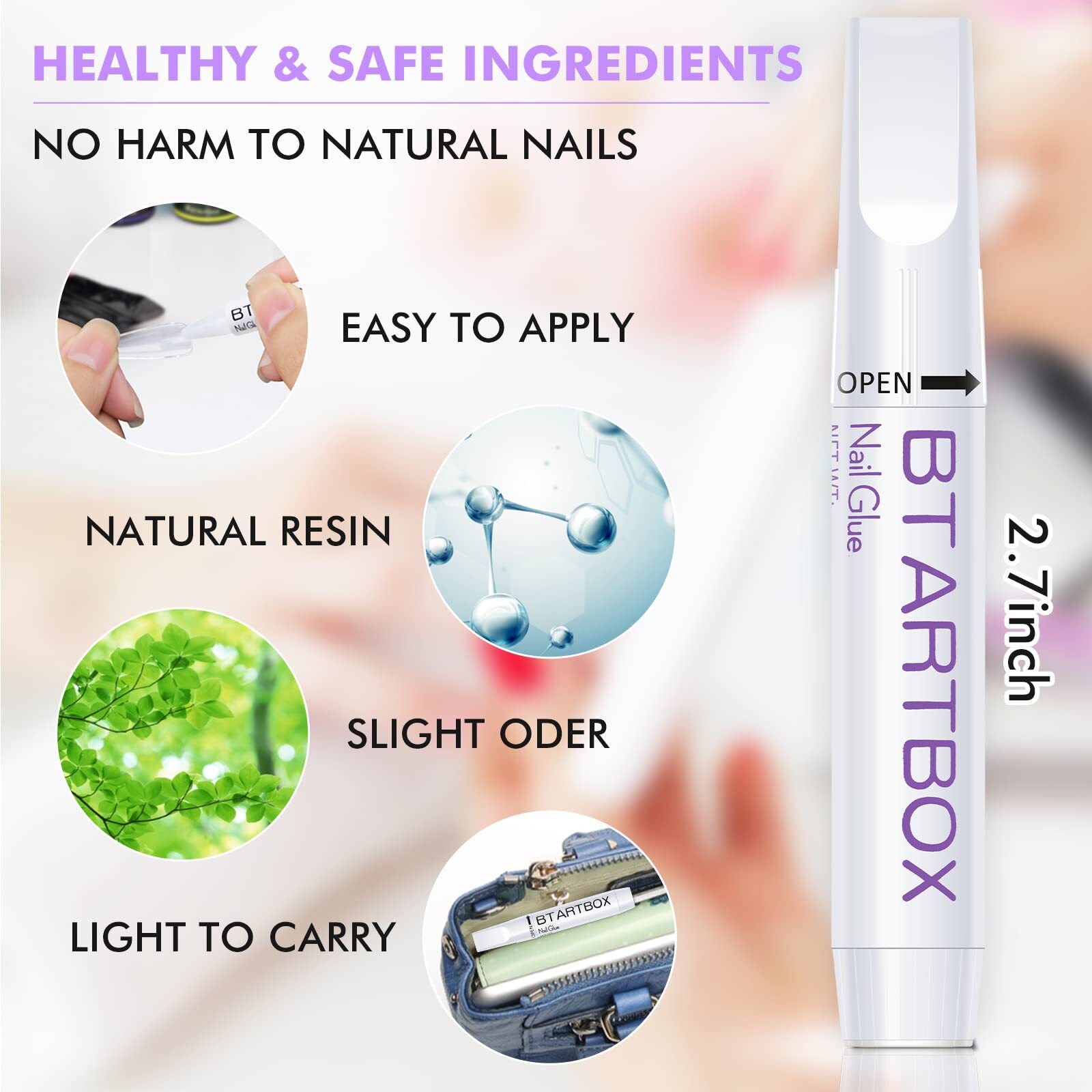 Nail Glue for Acrylic Nails – Nail Glue for Press On Nails 8 Pcs BTArtbox Adh…