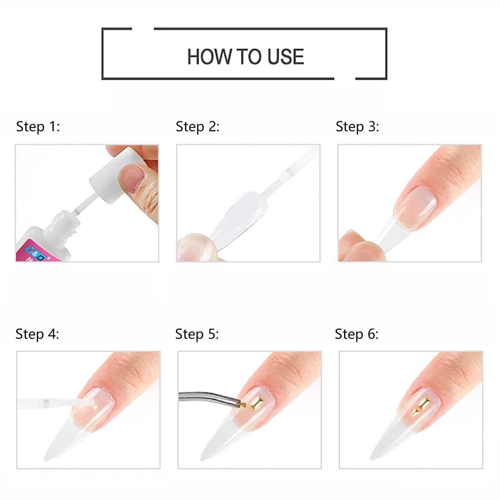 10PCS Brush on Glue for Acrylic Nail Tips, Long Lasting Adhesive Super Bond (…