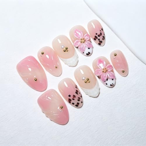 10Pcs Handmade Short Almond Press On Nails – Easy Apply & Remove – XS 1TA11