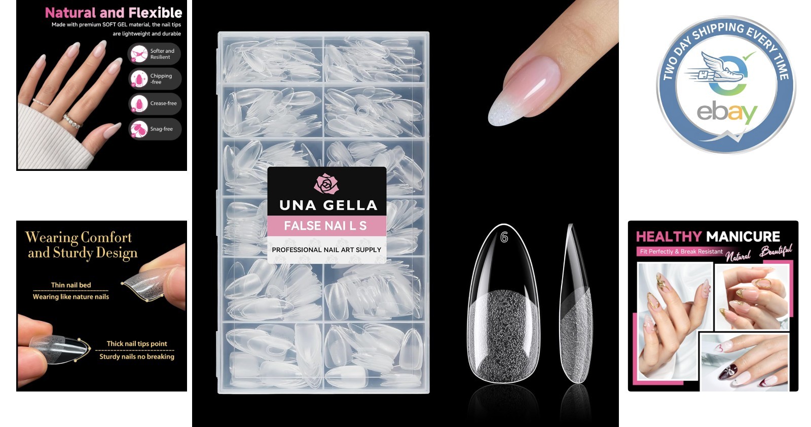 Long-Lasting 504 Full Coverage Almond Nail Tips – Soft Gel, Easy Application