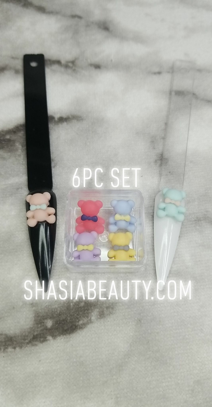 3D Pastel Teddy Bear Nail Charms