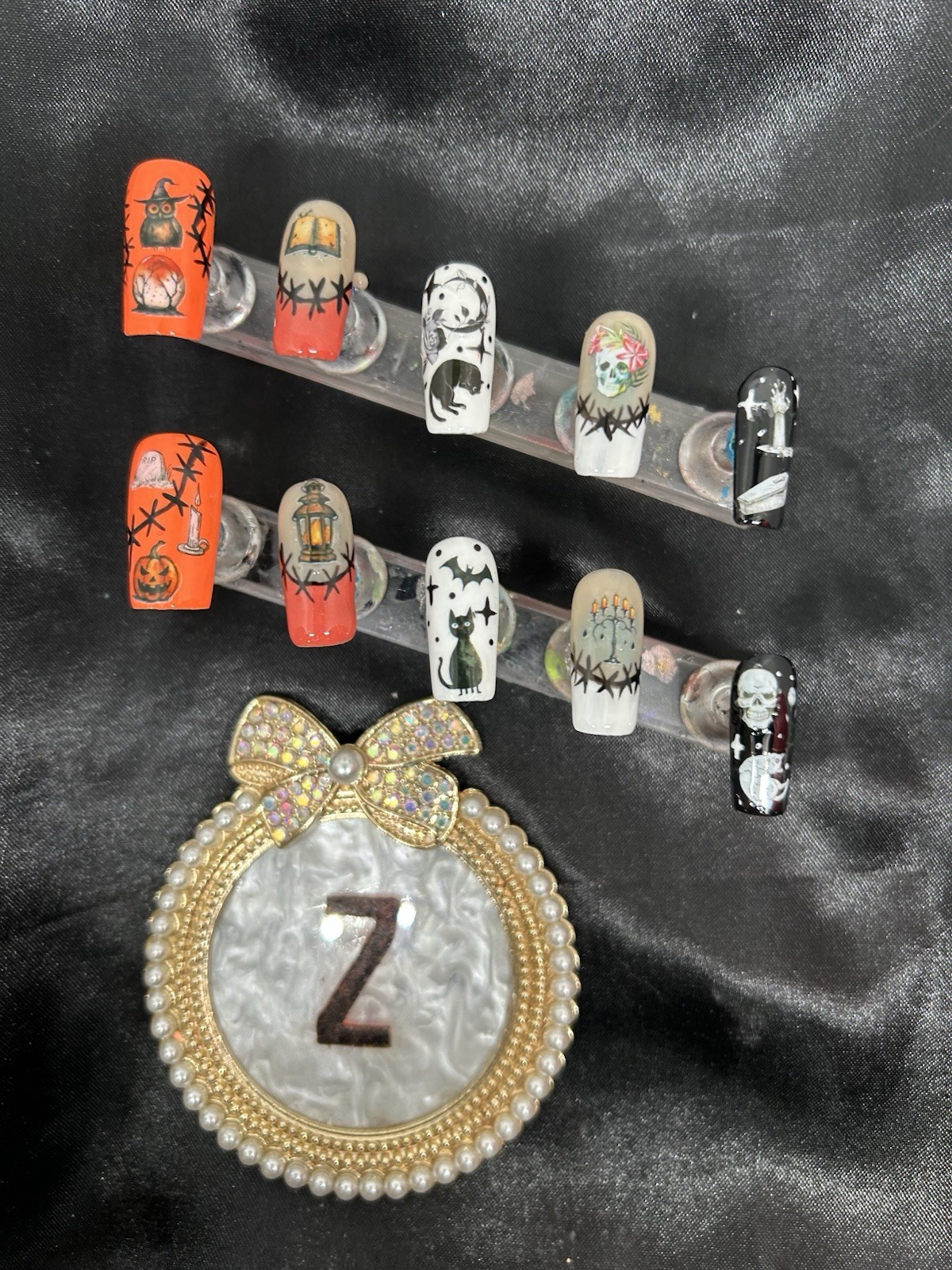 Z NAILZ! Handmade M Square Shiny Halloween Multicolor Press On Nails