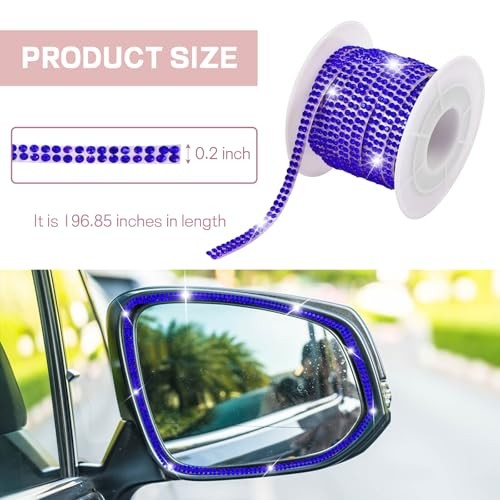 Bling Car Trim Self Adhesive, 16.4 Ft Rhinestone Car Decoration Royal Blue
