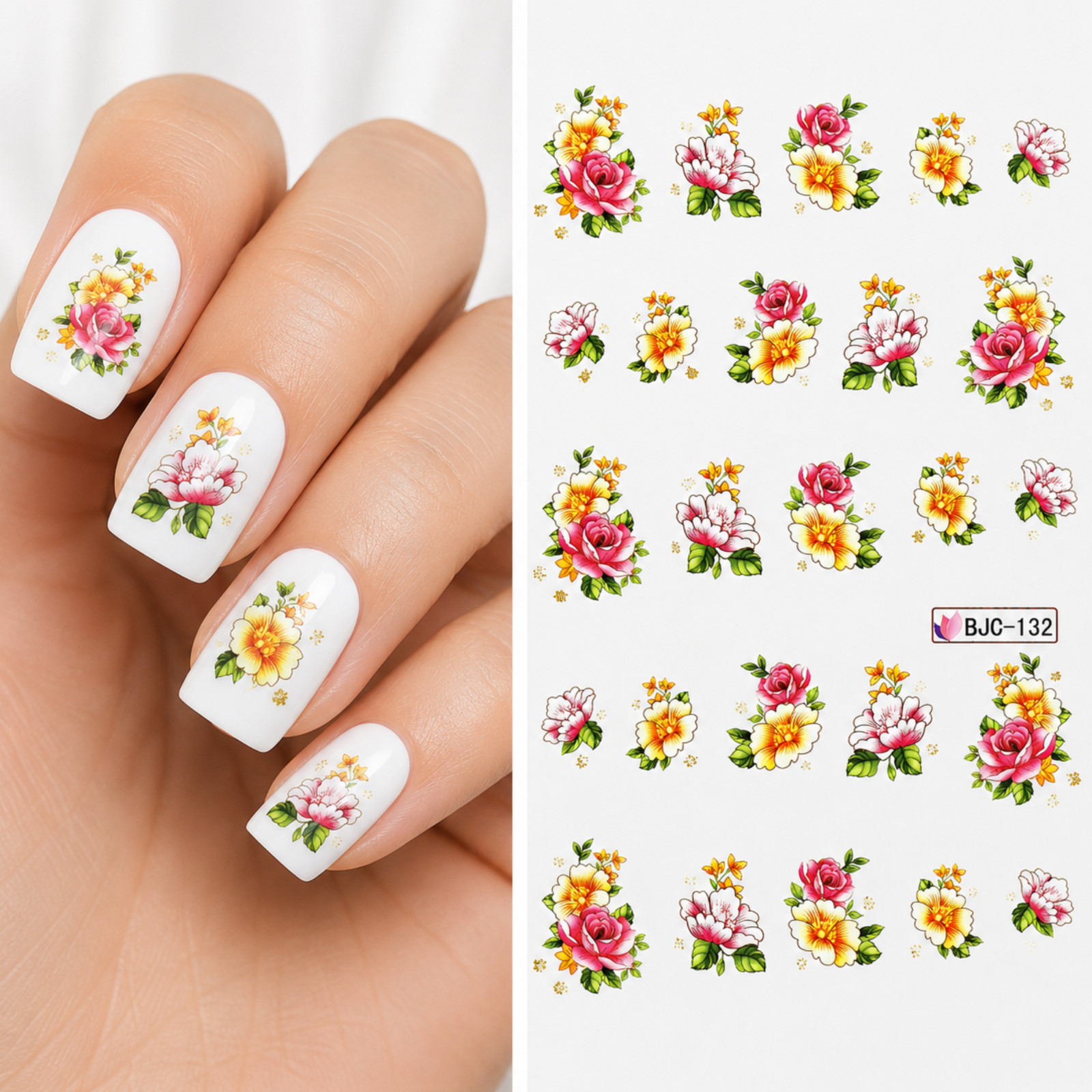 Botanical Fingernail Stickers Bloom Water Transfer Nail Decorations DIY Beauty