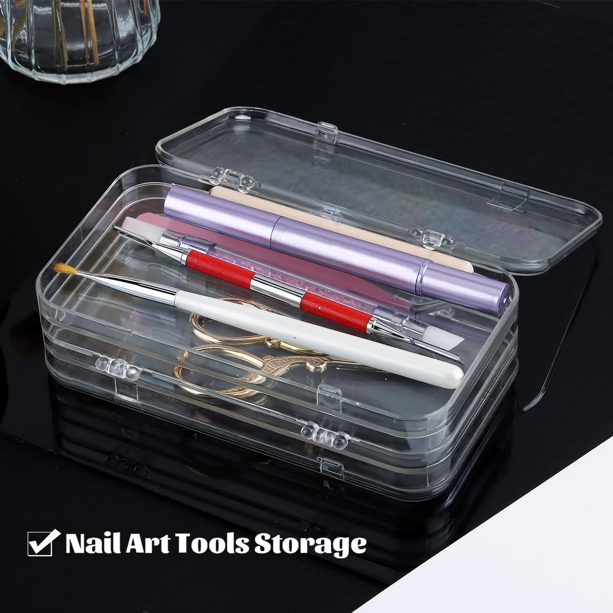 Press On Nail Organizer Case, Tri-Fold Clear Acrylic Empty Press On Nail Storage