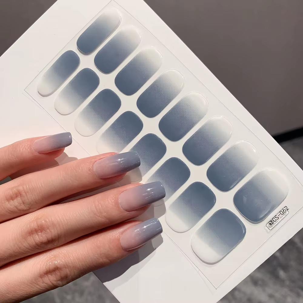Semi-Cured Gel Nail Stickers Solid Color Nail Semi-Baked Tips Full Paste Nail De